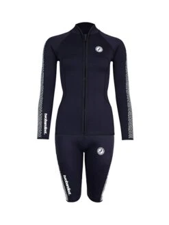 Two Bare Feet Womens Silicone Print Series 2.5mm Wetsuit Jacket & Shorts Set (Black/White)