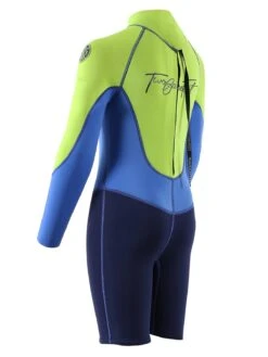 Two Bare Feet Squadron 3/2mm Short Leg Spring Junior Wetsuit (Lime/Blue/Blue) -Diving Adventure 1c8a1422
