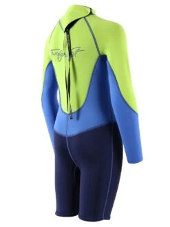 Two Bare Feet Squadron 3/2mm Short Leg Spring Junior Wetsuit (Lime/Blue/Blue) -Diving Adventure 1c8a1424