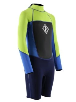 Two Bare Feet Squadron 3/2mm Short Leg Spring Junior Wetsuit (Lime/Blue/Blue) -Diving Adventure 1c8a1427