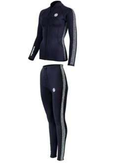 Two Bare Feet Womens Silicone Print Series 2.5mm Wetsuit Jacket & Pants Set (Black/White) -Diving Adventure 3 29