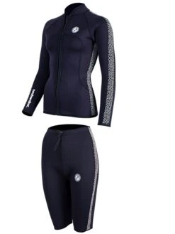 Two Bare Feet Womens Silicone Print Series 2.5mm Wetsuit Jacket & Shorts Set (Black/White) 10 Two Bare Feet Womens Silicone Print Series 2.5mm Wetsuit Jacket & Shorts Set (Black/White) -Diving Adventure 3 31