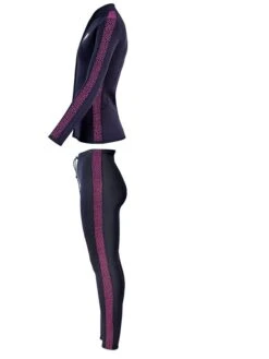 Two Bare Feet Womens Silicone Print Series 2.5mm Wetsuit Jacket & Pants Set (Black/Raspberry) -Diving Adventure 4 29