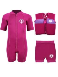 Essentials Baby Swim Kit - Aquatica Wetsuit + Nappy Shorts + Swim Vest (Raspberry)