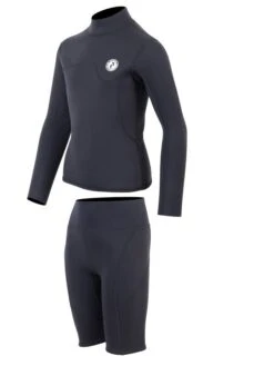 Two Bare Feet Junior Aspect 2.5mm Back Zip Jacket & Shorts Set (Black) -Diving Adventure kids aspect back zip jacket black grey grey vista shorts 3