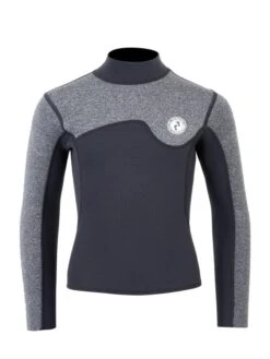 Two Bare Feet Junior Aspect Fleece Lined Zipless Thermal 2.5mm Superstretch Wetsuit Top (Black/Grey)