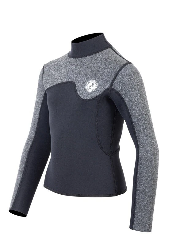 Two Bare Feet Junior Aspect Fleece Lined Zipless Thermal 2.5mm Superstretch Wetsuit Top (Black/Grey) 2 Two Bare Feet Junior Aspect Fleece Lined Zipless Thermal 2.5mm Superstretch Wetsuit Top (Black/Grey) - Image 2