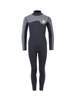 Two Bare Feet Junior Aspect Fleece Lined Zipless Thermal 2.5mm Superstretch Wetsuit Top & Pants Set (Black/Grey)