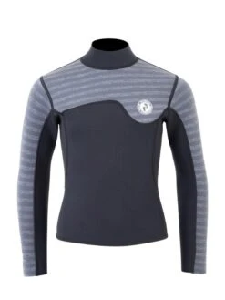 Two Bare Feet Junior Aspect Fleece Lined Zipless Thermal 2.5mm Superstretch Wetsuit Top (Black/Grey Stripe)