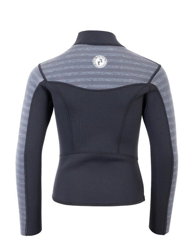 Two Bare Feet Junior Aspect Fleece Lined Zipless Thermal 2.5mm Superstretch Wetsuit Top (Black/Grey Stripe) 5 Two Bare Feet Junior Aspect Fleece Lined Zipless Thermal 2.5mm Superstretch Wetsuit Top (Black/Grey Stripe) - Image 5