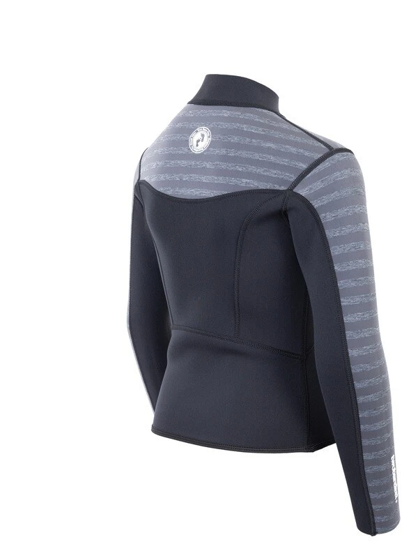 Two Bare Feet Junior Aspect Fleece Lined Zipless Thermal 2.5mm Superstretch Wetsuit Top (Black/Grey Stripe) 6 Two Bare Feet Junior Aspect Fleece Lined Zipless Thermal 2.5mm Superstretch Wetsuit Top (Black/Grey Stripe) - Image 6