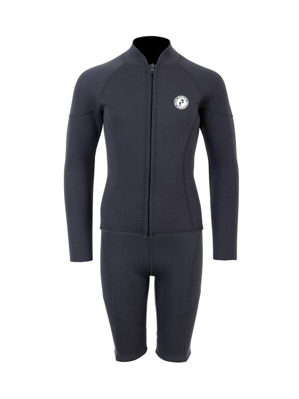 Two Bare Feet Junior Perspective Full Zip 2.5mm Wetsuit Jacket And Shorts Set (Black)