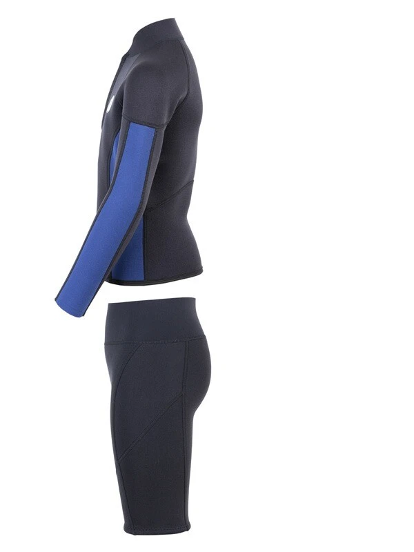 Two Bare Feet Junior Perspective Half Zip 2.5mm Wetsuit Jacket And Shorts Set (Black/Blue) - Image 4