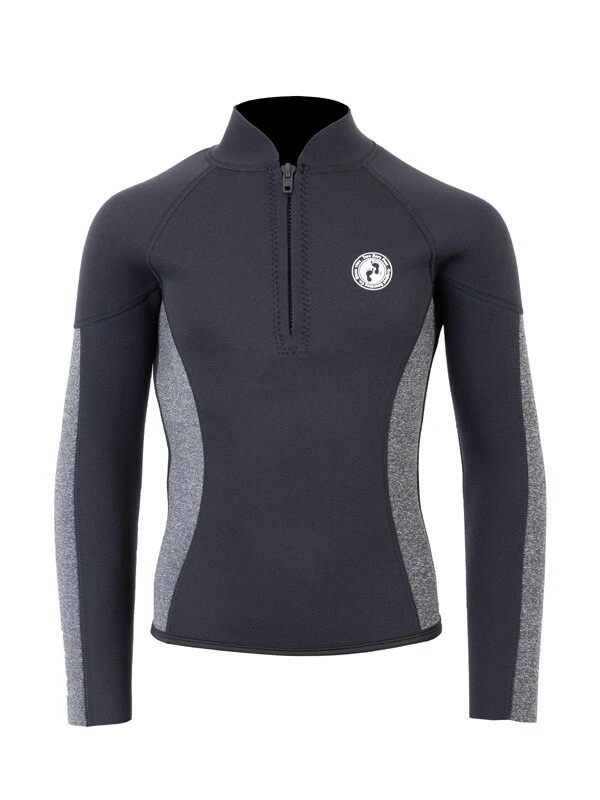 Two Bare Feet Junior Perspective Half Zip 2.5mm Wetsuit Jacket And Shorts Set (Black/Grey) - Image 5