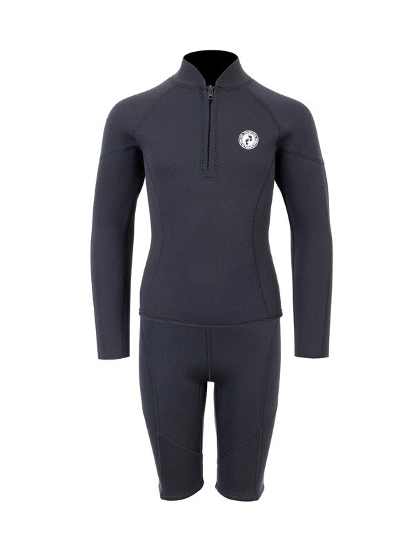 Two Bare Feet Junior Perspective Half Zip 2.5mm Wetsuit Jacket And Shorts Set (Black)