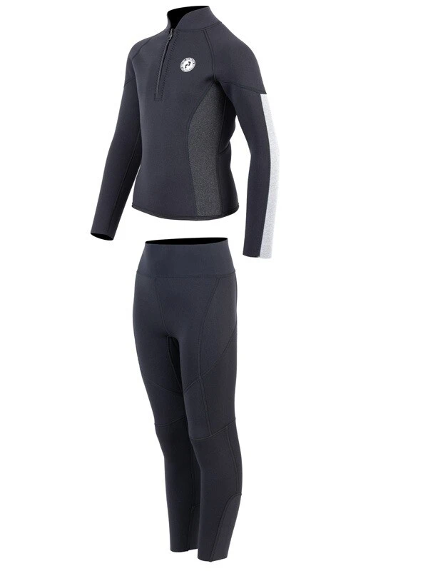 Two Bare Feet Junior Perspective Half Zip 2.5mm Wetsuit Jacket And Pants Set (Black/Grey/Grey) - Image 3
