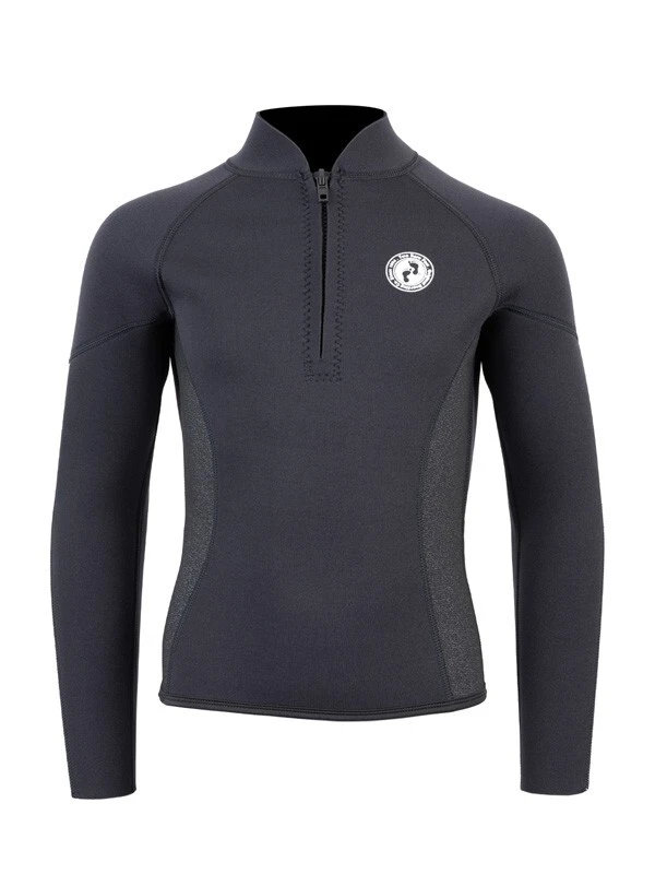 Two Bare Feet Junior Perspective Half Zip 2.5mm Wetsuit Jacket And Shorts Set (Black/Grey/Grey) - Image 5