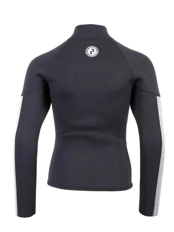 Two Bare Feet Junior Perspective Half Zip 2.5mm Wetsuit Jacket And Shorts Set (Black/Grey/Grey) - Image 6