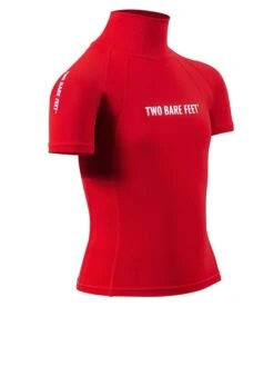 Two Bare Feet Junior "Logo" Short Sleeve Rash Vest (Red) -Diving Adventure kids short sleeve red 8