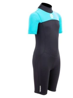 Two Bare Feet Thunderclap 2.5mm Junior Shorty Wetsuit (Aqua / Black) -Diving Adventure kids thunderclap shorty wetsuit aqua 8
