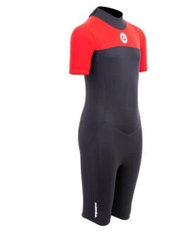 Two Bare Feet Thunderclap 2.5mm Junior Shorty Wetsuit (Red / Black) -Diving Adventure kids thunderclap shorty wetsuit red 8