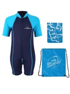 Essentials Baby Swim Kit - Lycra Arm Wetsuit + Swim Bag + Swim Towel (Aqua)