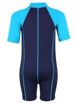 Deluxe Baby Swim Kit - Lycra Arm Wetsuit + Swim Nappy + Towel (Aqua) -Diving Adventure lycra armed baby blue.aqua back 1 1 1 1 1