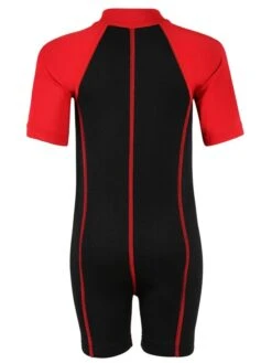 Deluxe Baby Swim Kit - Lycra Arm Wetsuit + Swim Nappy + Towel (Red) -Diving Adventure lycra armed baby red.black back 4 1 1