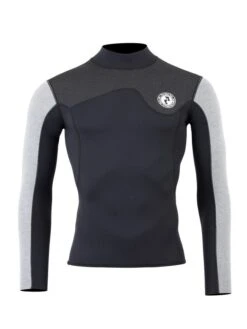 Two Bare Feet Mens Aspect Fleece Lined Zipless Thermal 2.5mm Superstretch Wetsuit Top & Pants Set (Black/Grey/Grey) -Diving Adventure m8y1oz u