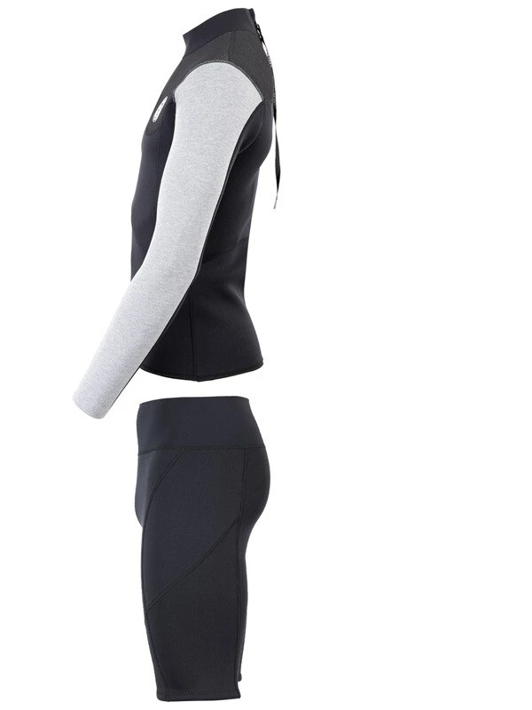 Two Bare Feet Mens Aspect Back Zip 2.5mm Wetsuit Jacket & Shorts Set (Black/Grey/Grey) - Image 4