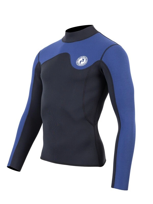 Two Bare Feet Mens Aspect Fleece Lined Zipless Thermal 2.5mm Superstretch Wetsuit Top (Black/Blue) 2 Two Bare Feet Mens Aspect Fleece Lined Zipless Thermal 2.5mm Superstretch Wetsuit Top (Black/Blue) - Image 2