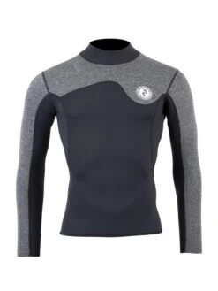 Two Bare Feet Mens Aspect Fleece Lined Zipless Thermal 2.5mm Superstretch Wetsuit Top (Black/Grey)