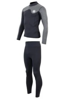 Two Bare Feet Mens Aspect Fleece Lined Zipless Thermal 2.5mm Superstretch Wetsuit Top & Pants Set (Black/Grey) 10 Two Bare Feet Mens Aspect Fleece Lined Zipless Thermal 2.5mm Superstretch Wetsuit Top & Pants Set (Black/Grey) -Diving Adventure mens aspect fleece lined thermal top black delta vista pants 3