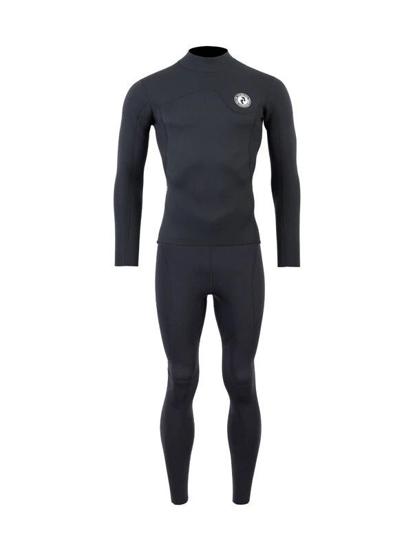Two Bare Feet Mens Aspect Fleece Lined Zipless Thermal 2.5mm Superstretch Wetsuit Top & Pants Set (Black)