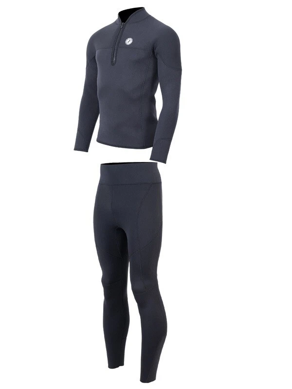 Two Bare Feet Mens Heritage Half Zip 3mm Wetsuit Jacket & Pants Set (Black) - Image 3
