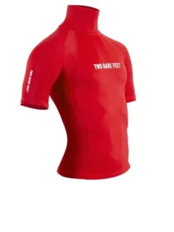 Two Bare Feet Adults Short Sleeve Rash Vest (Red) -Diving Adventure mens short sleeve red 8