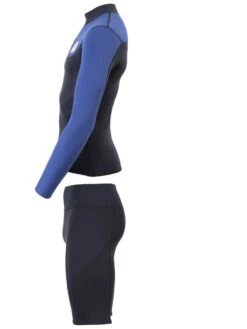 Two Bare Feet Mens Aspect Fleece Lined Zipless Thermal 2.5mm Superstretch Wetsuit Top & Shorts Set (Black/Blue) -Diving Adventure mwo9tp s
