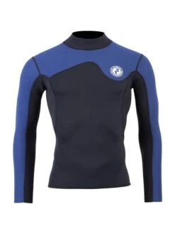 Two Bare Feet Mens Aspect Fleece Lined Zipless Thermal 2.5mm Superstretch Wetsuit Top & Shorts Set (Black/Blue) -Diving Adventure mwo9tp t