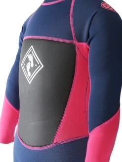 Two Bare Feet Squadron 3/2mm Short Leg Spring Junior Wetsuit (Blue/Fuchsia) -Diving Adventure pink navy detail