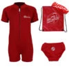 Premier Baby Swim Kit - Classic Wetsuit + Swim Nappy + Towel + Bag (Red)