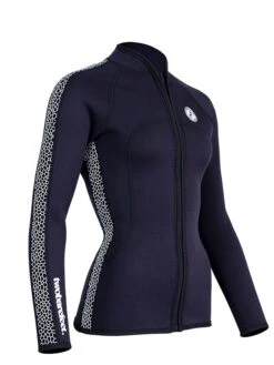 Two Bare Feet Womens Silicone Print Series Full Zip 2.5mm Wetsuit Jacket (Black/White) -Diving Adventure silicone series jacket white 8