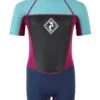 Two Bare Feet Squadron 3/2mm Junior Shorty Wetsuit (Mint/Raspberry/Blue)