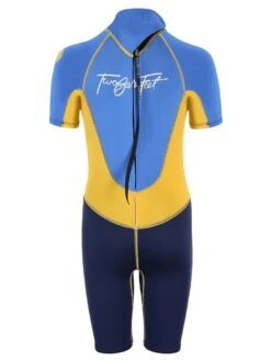 Two Bare Feet Squadron 3/2mm Junior Shorty Wetsuit (Blue/Yellow/Blue) -Diving Adventure squadron kids short arms short legs blue yellow aqua 5