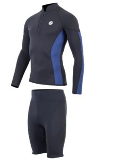 Two Bare Feet Perspective Half Zip 2.5mm Wetsuit Jacket & Shorts Set (Black/Blue) -Diving Adventure u1y1bg 6