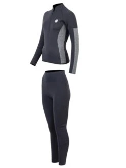 Two Bare Feet Unisex Perspective Half Zip 2.5mm Wetsuit Jacket & Pants Set (Black/Grey) -Diving Adventure u7nm9k u