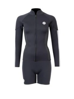 Two Bare Feet Unisex Perspective Full Zip 2.5mm Wetsuit Jacket & Hotpants Set (Black/Grey/Grey)