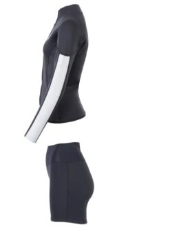 Two Bare Feet Unisex Perspective Full Zip 2.5mm Wetsuit Jacket & Hotpants Set (Black/Grey/Grey) -Diving Adventure ucdcww l