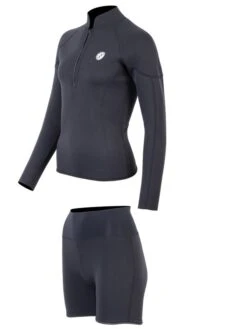 Two Bare Feet Unisex Perspective Half Zip 2.5mm Wetsuit Jacket & Hotpants Set (Black) -Diving Adventure ueiqyt u