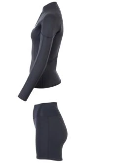 Two Bare Feet Unisex Perspective Half Zip 2.5mm Wetsuit Jacket & Hotpants Set (Black) -Diving Adventure ueiqyt x