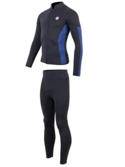 Two Bare Feet Perspective Full Zip 2.5mm Wetsuit Jacket & Pants Set (Black/Blue) -Diving Adventure ues6l5 b
